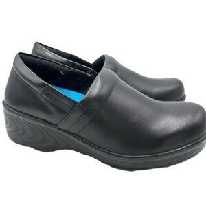 Dr. SCHOLLS Dynamo Black‎ Leather Slip-Resistant Work Shoes Clogs Womens 7.5M
